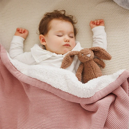 BABYONO Deka bavlněná s fleecovou podšívkou 75 x 100 cm růžová