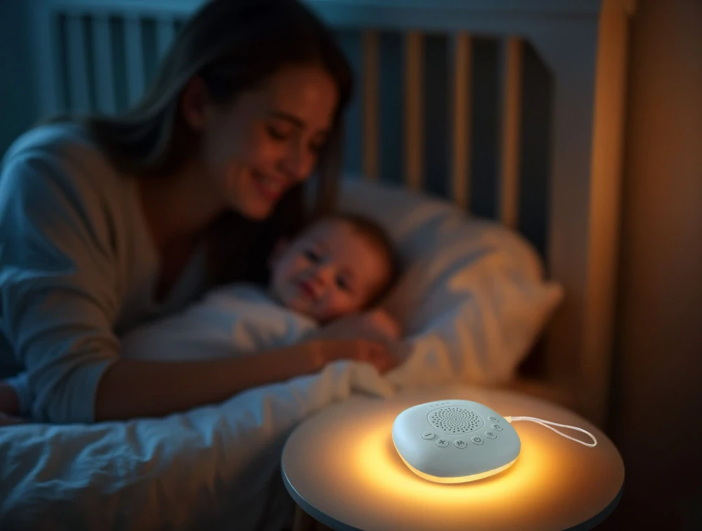 Přenosný usínací modul Premium s LED světlem, bílým šumem a zvuky, White