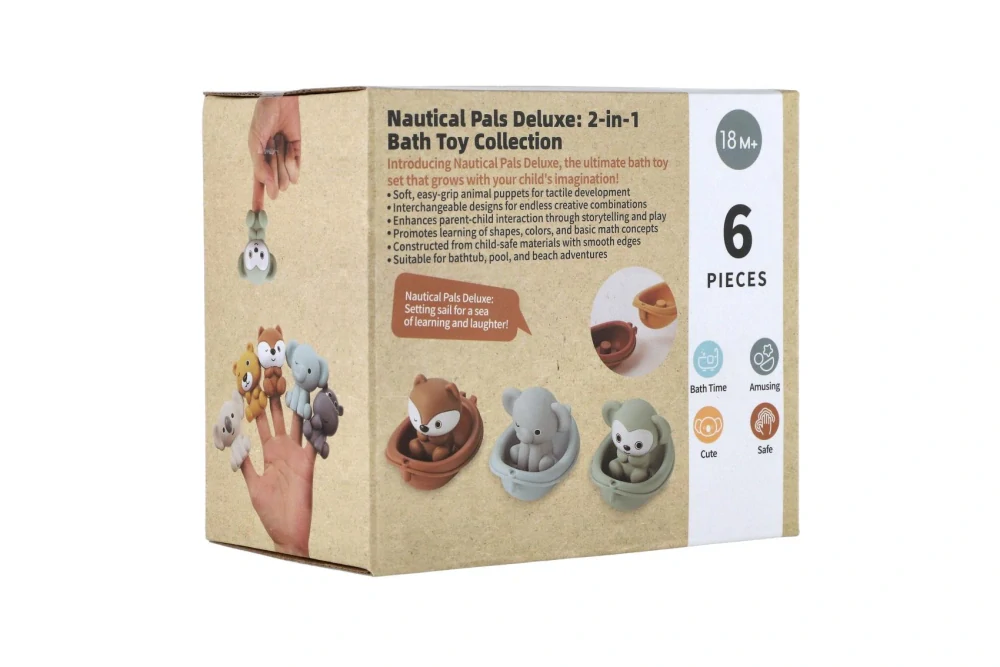 Lodičky gumové do vany se zvířátky 6ks v krabičce 18m+
