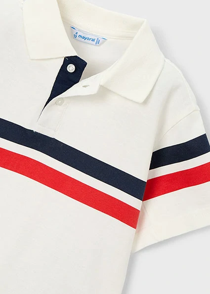 Chlapecké triko polo krátký rukáv Mayoral 3107-37 Bílé s pruhy