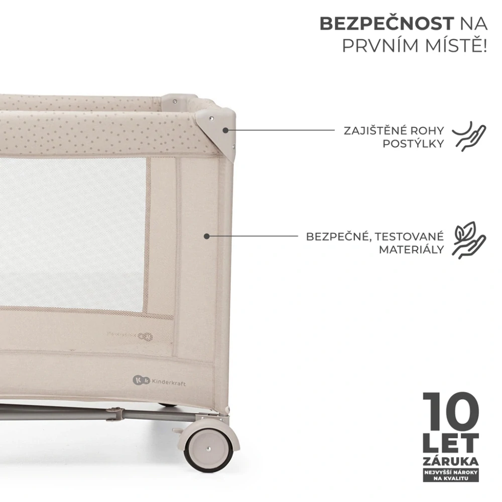 KINDERKRAFT Postýlka cestovní Joy 2 s doplňky Beige