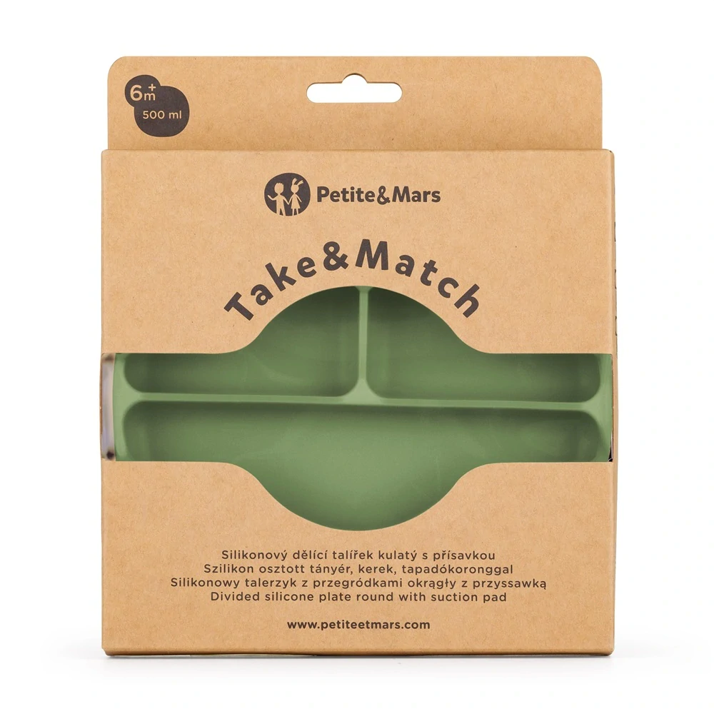 PETITE&MARS Talíř silikonový dělený s přísavkou Take&Match Sweet Pea 6m+