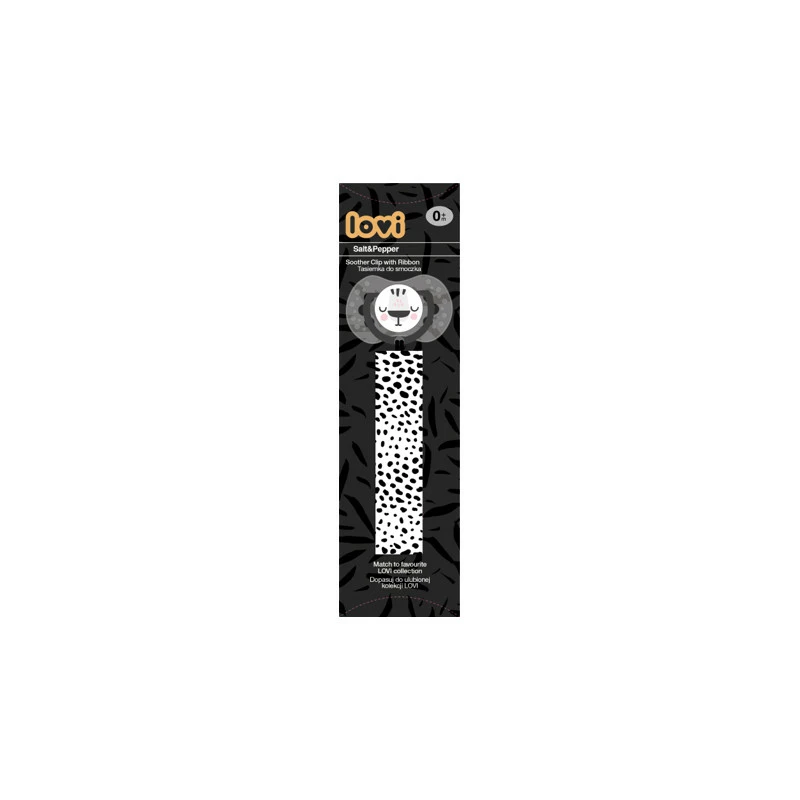 LOVI Stužka na dudlík s klipem SALT&PEPPER