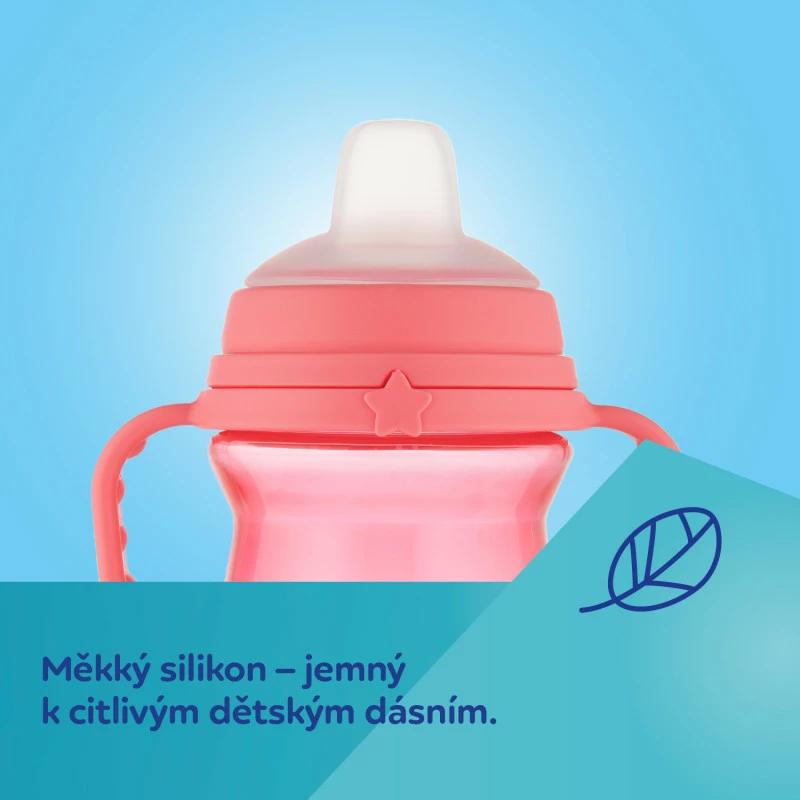 Canpol babies Hrneček se silikonovým pítkem FirstCup BONJOUR PARIS 250ml Pink