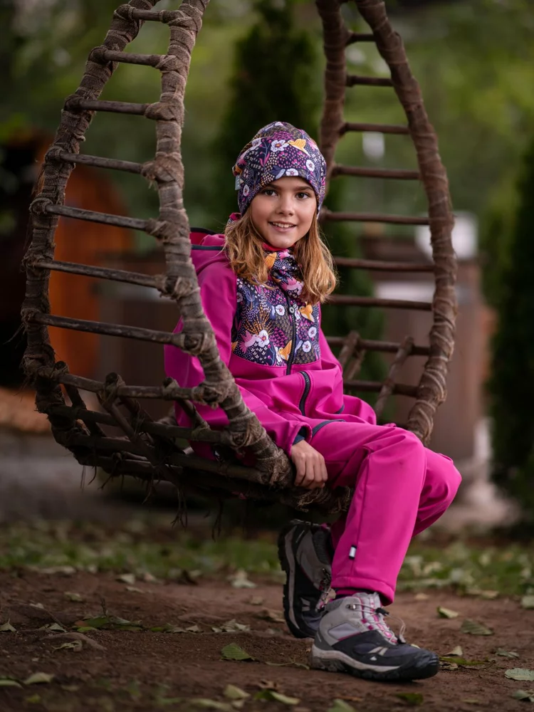 Dětské softshellové kalhoty Unuo s fleecem Basic fuchsiová velikost 104/110