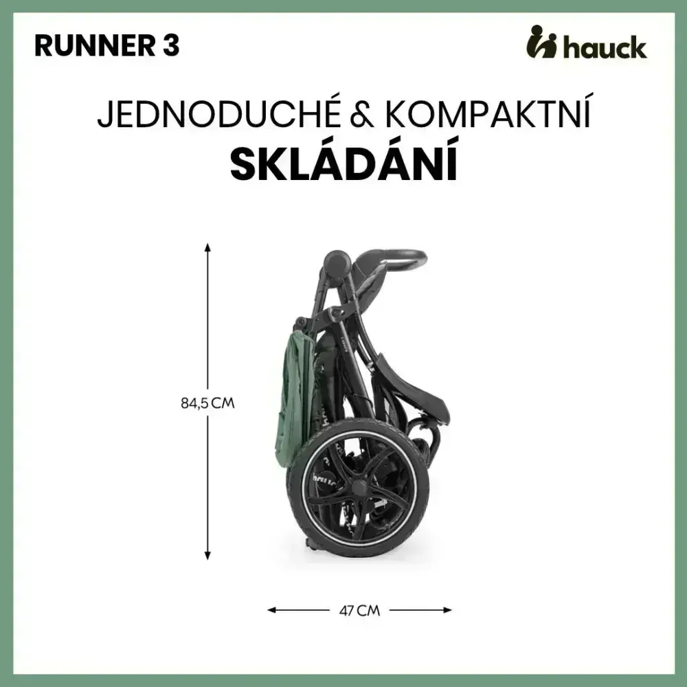 Hauck Sporťák Runner 3 s ruční brzdou Jungle Green