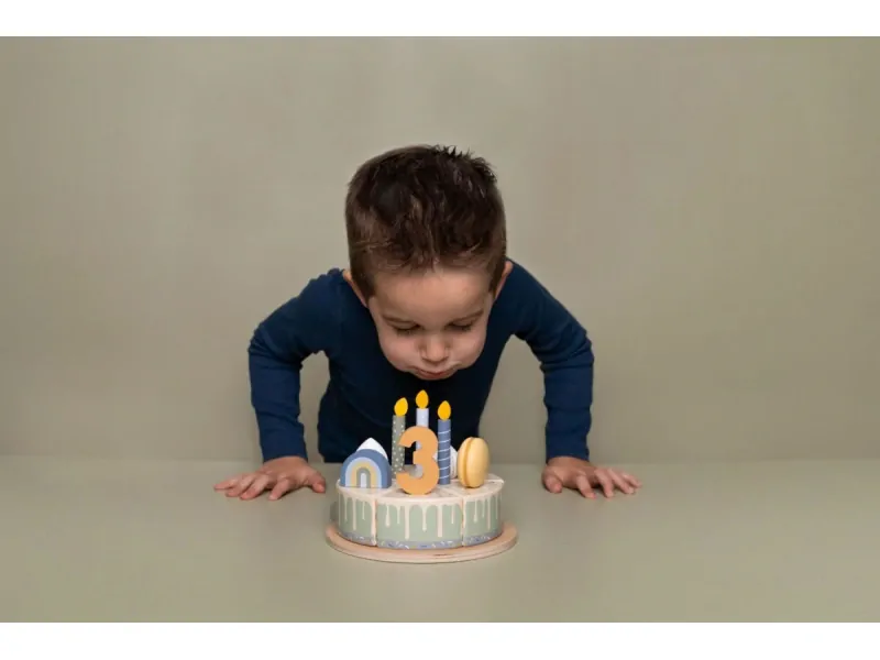 Little Dutch Narozeninový dort 26 dílů dřevěný Blue