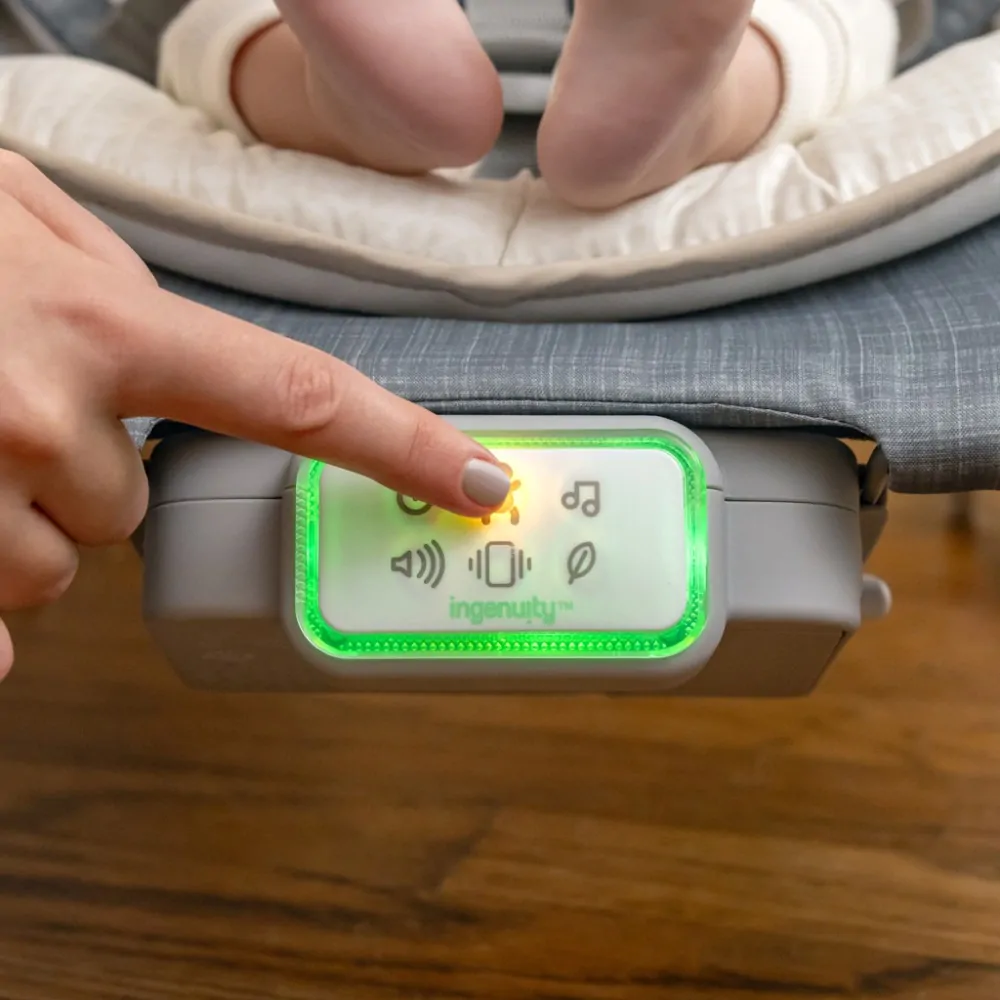 INGENUITY Lehátko masážní vibrující s melodií Happy Belly™ Rock-to-Bounce - Parker™ 0m+ do 9kg