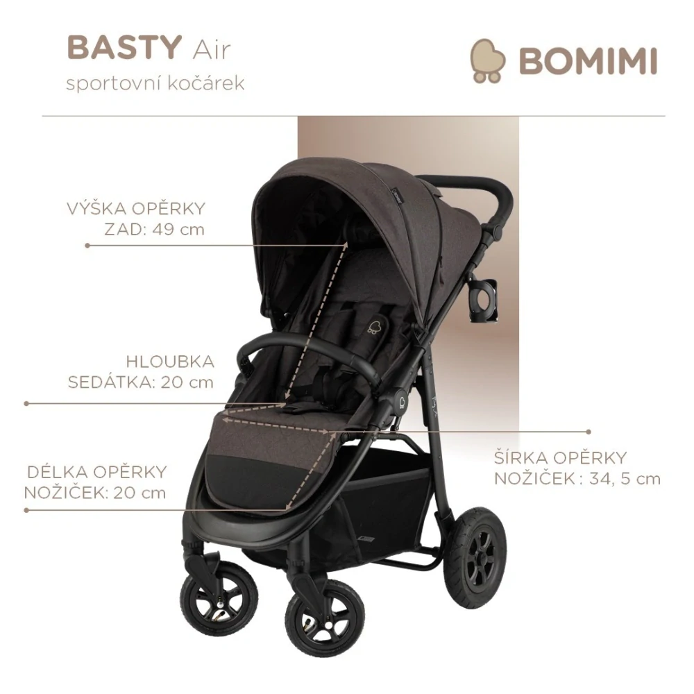 Bomimi Sportovní kočárek BASTY AIR, Antracite melange