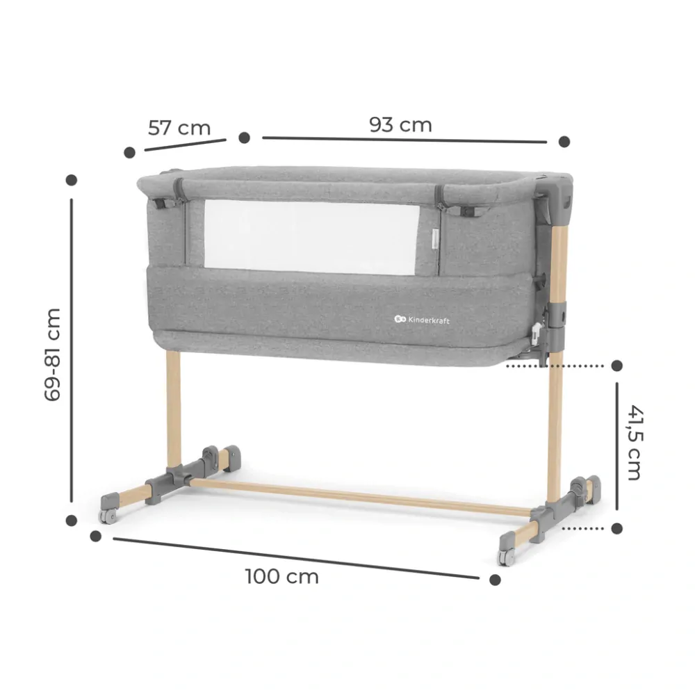 KINDERKRAFT Postýlka dětská polohovatelná Neste grow Light Grey Full Wood