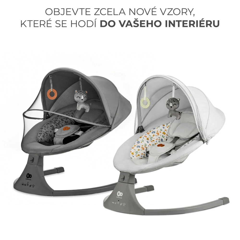 KINDERKRAFT Lehátko houpací s melodií 2v1 Lumi, do 9 kg, Premium Dark Grey