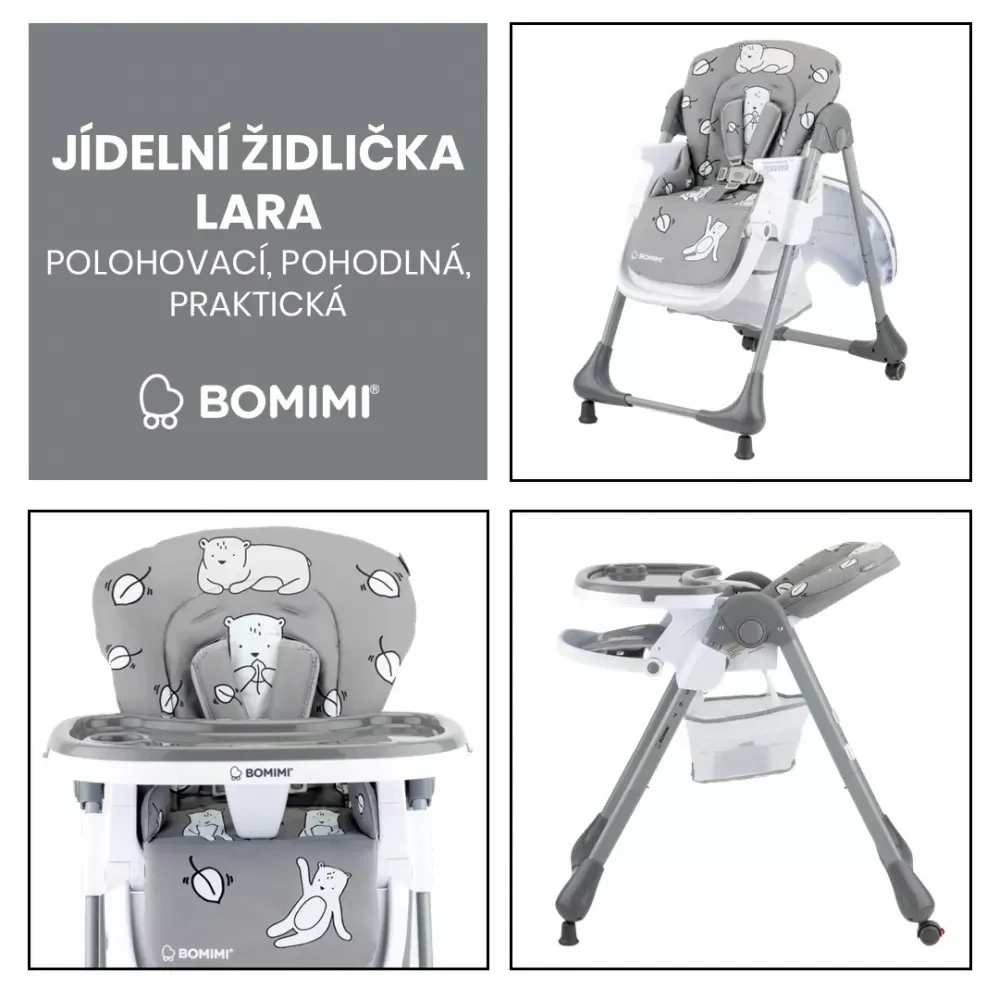 Bomimi jídelní židle LARA MEDVĚD grey xx