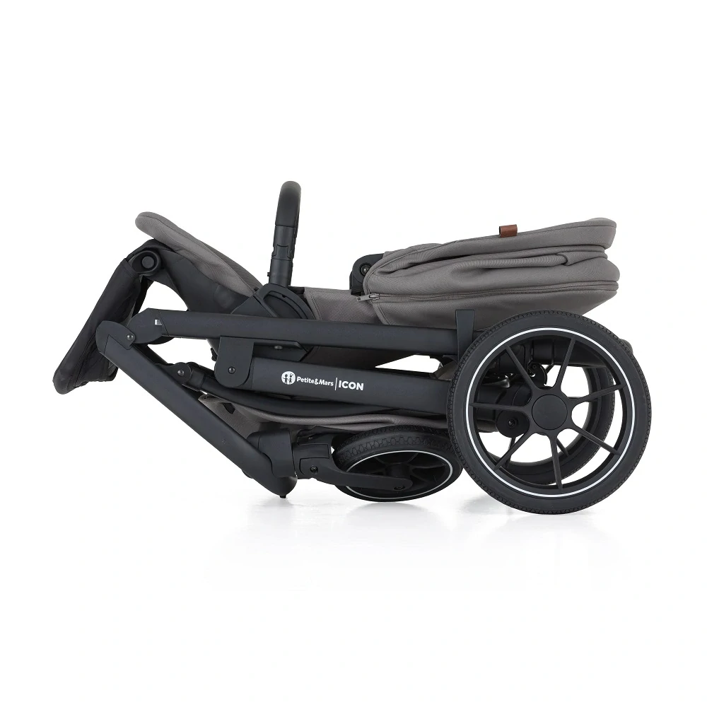 PETITE&MARS Kočárek kombinovaný ICON 2v1 Dove Grey  XXL RWS + CYBEX Aton B2 i-Size + základna