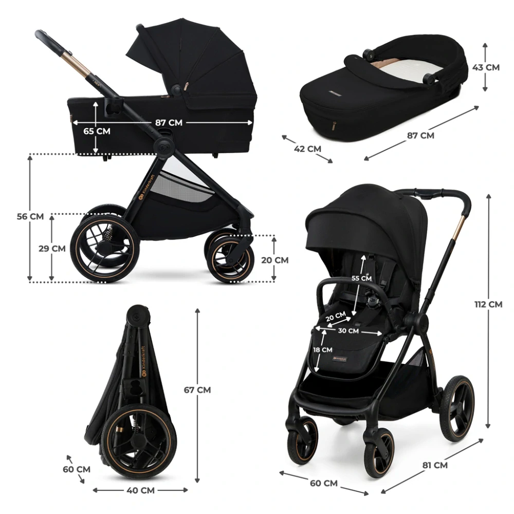 KINDERKRAFT Kočárek kombinovaný Nea 2 2v1 Midnigth Black