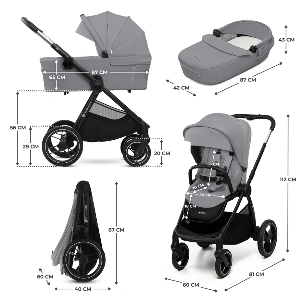 KINDERKRAFT Kočárek kombinovaný Nea 2 2v1 Platinum Grey