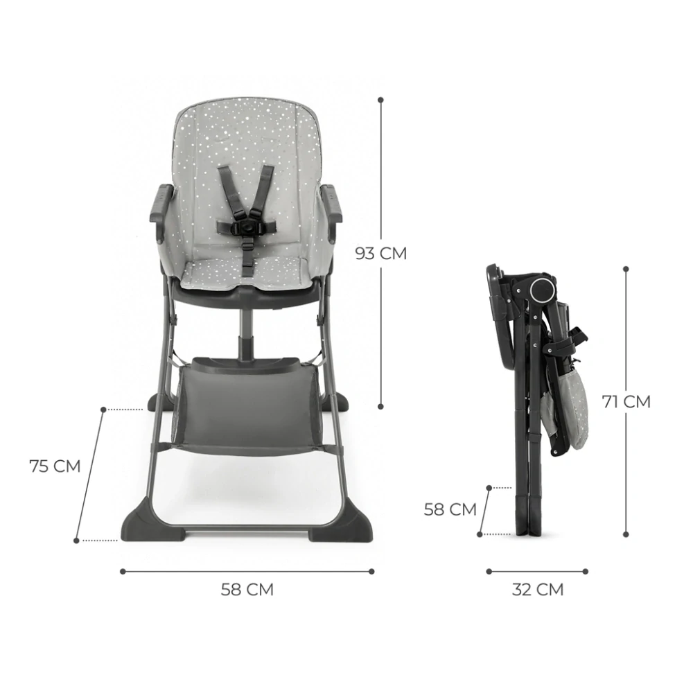 KINDERKRAFT Židlička jídelní Foldee Grey