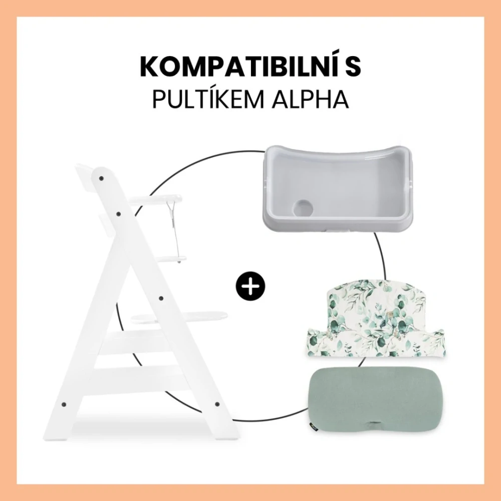 Hauck Polstrování Select na židličky Alpha+,Beta+ a Arketa, Jersey Leaves, Mint