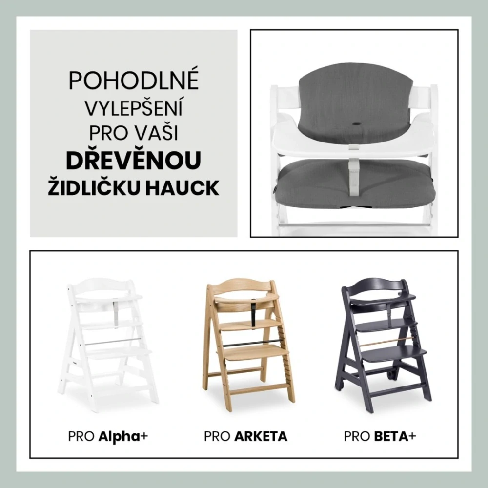 Hauck Polstrování Select na židličky Alpha+,Beta+ a Arketa, Muslin, Dark Grey