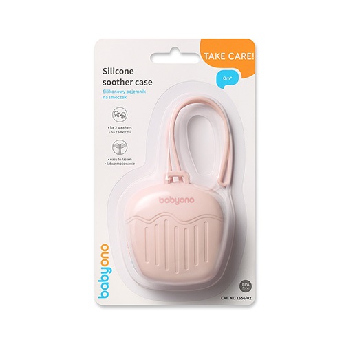 BABYONO Pouzdro silikonové na dudlík růžové 0m+
