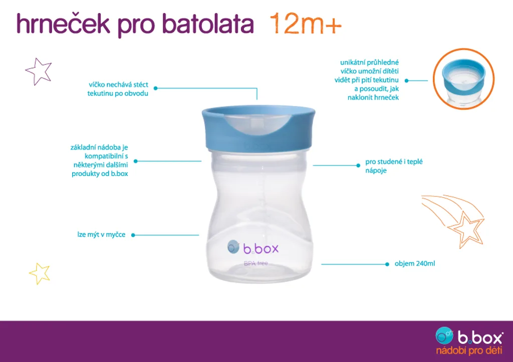 b.box Univerzální sada na pití 3v1, 240ml - modrá