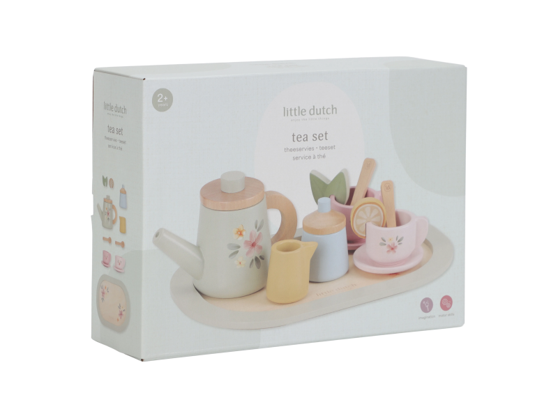 Little Dutch Čajový set dřevěný s květinovým potiskem