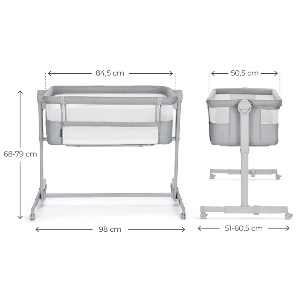 KINDERKRAFT Postýlka dětská polohovatelná Neste Up2 Full Light Grey