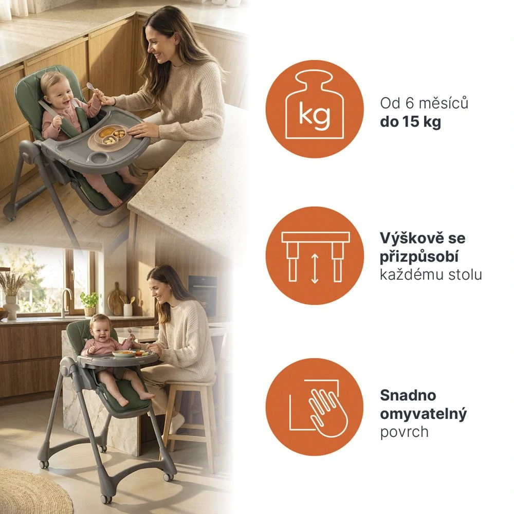 ZOPA Dětská jídelní židlička Primo District Green