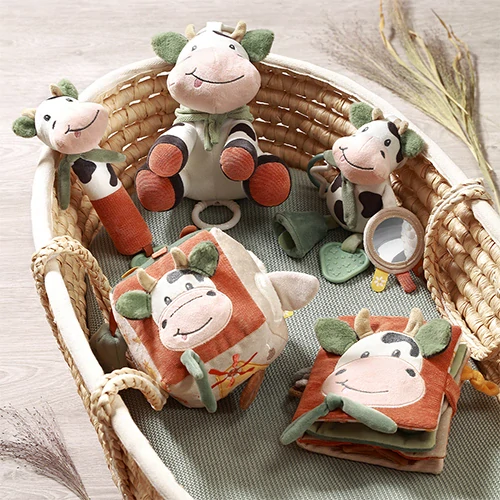 BABYONO Senzorická kostka Kravička BINGO