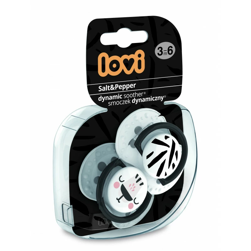LOVI Dudlík silikonový dynamický SALT&PEPPER 3-6m 2ks
