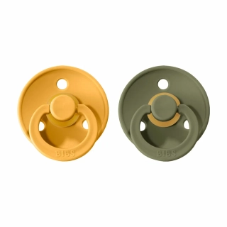 BIBS Colour dudlíky z přírodního kaučuku 2ks  velikost 2 (6-18měs) Honey Bee/Olive