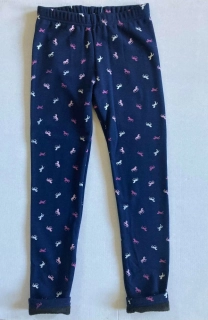 Dívčí zateplené legíny Topo in Fashion tmavě modré s barevnými koníky