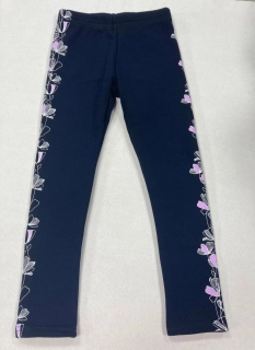 Dívčí zateplené legíny Topo in Fashion tmavě modré květiny po stranách