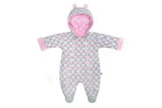 Kombinéza s kapucí a oušky Srdíčka Baby Service