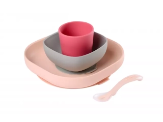 Beaba Jídelní sada silikonová 4-dílná Pink