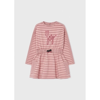 Dívčí šaty s dlouhým rukávem 4975-70 růžovo meruňkové