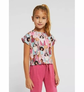 Dívčí tričko crop top Mayoral celopotisk 6034-3
