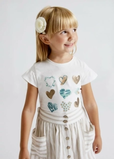 Dívčí triko krátký rukáv srdce Mayoral  3031-36