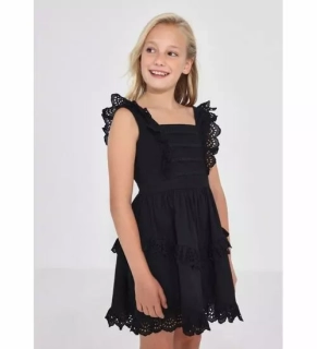 Dívčí letní černé šaty s madeirou Mayoral 6918-058
