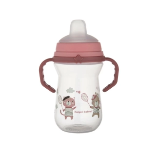 Canpol babies Hrneček se silikonovým pítkem FirstCup BONJOUR PARIS 250ml Pink