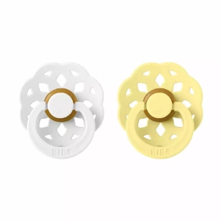 BIBS Boheme dudlíky z přírodního kaučuku 2ks velikost 2 (6-18měs) White/Sunshine