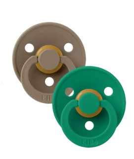 BIBS Colour dudlíky z přírodního kaučuku 2ks  velikost 1 (0-6měs) Dark Oak/Evergreen