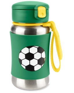 SKIP HOP Spark Style Láhev s brčkem na vodu nerez Fotbal 