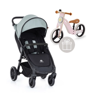 PETITE&MARS Kočárek sportovní Street+ RWS Black Iron Green Complete + odrážedlo Uniq Pink
