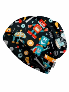 Dětská fleecová čepice spadená Unuo Roboti