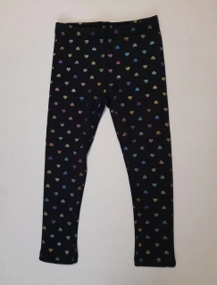 Dívčí zateplené legíny Topo in Fashion tmavě modré s  třpytivými srdíčky