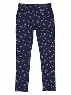 Dívčí zateplené legíny Topo in Fashion tmavě modré se srdíčky a koníky