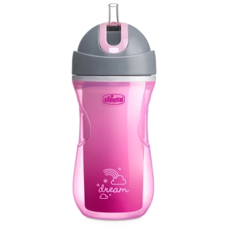 CHICCO Hrneček Sport termo s brčkem 266 ml růžový 14m+