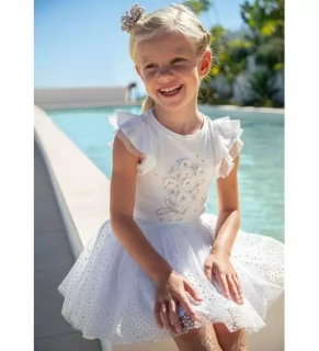 Dívčí tylová sukně Mayoral 3901-95 bílá velikost 134