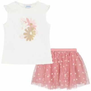 Tylová sukně s tričkem Mayoral 3950-63 růžová-velikost 134