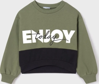 Dívčí mikina Crop top Mayoral 7406-73 khaki zelená